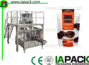 coffee beans stand-up zip bag packing machine rotary packing machine with multi-head scale